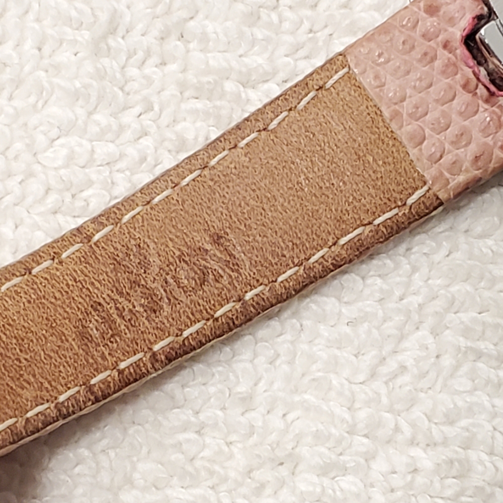 Croton Diamonds Bezel Women's Watch Pink Genuine Strap Mother Pearl Dial Vintage - Picture 7 of 12